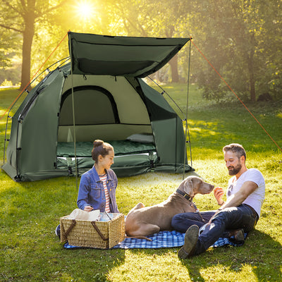 1-Person Folding Camping Tent with Sunshade and Air MattressÂ 