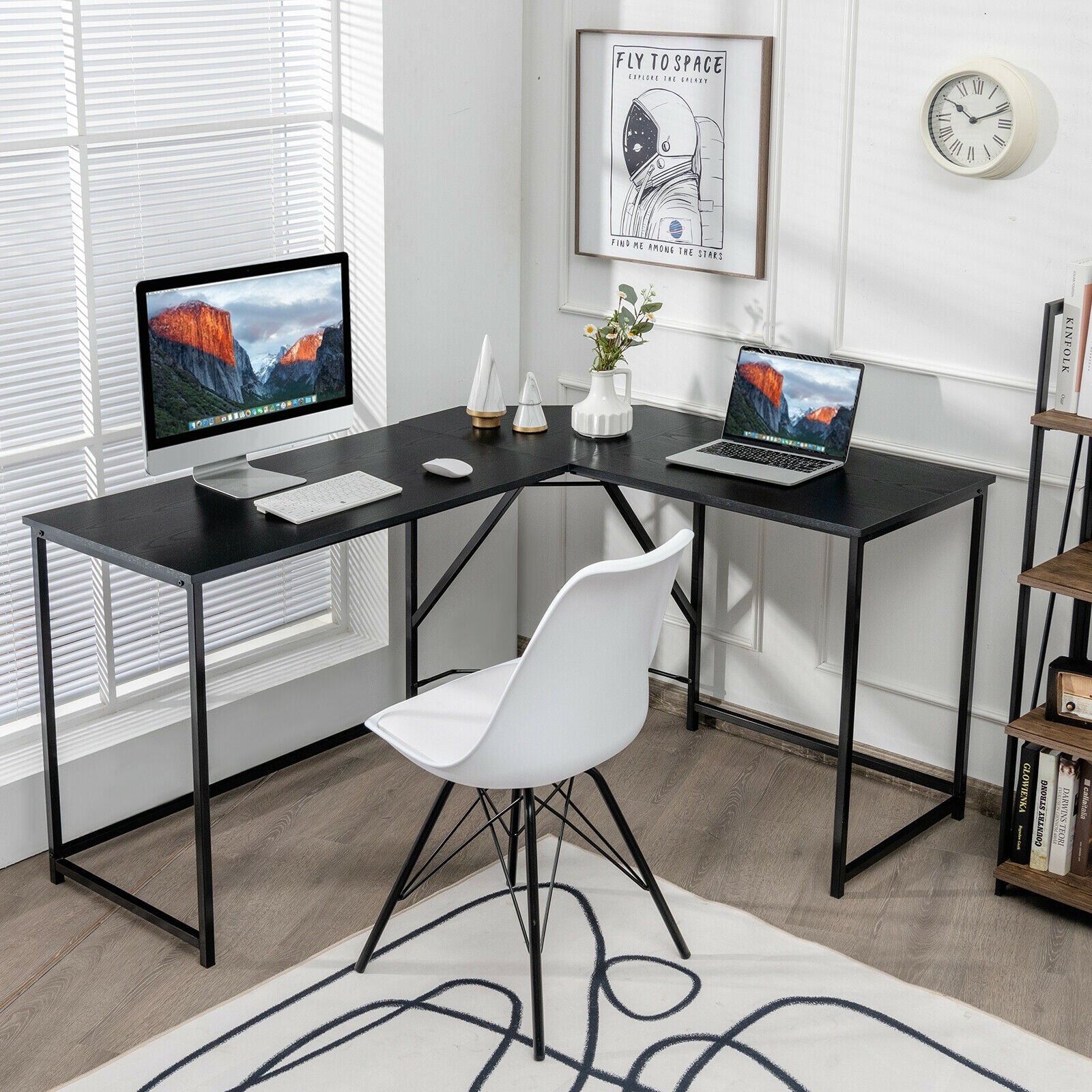 L Shaped Corner Home Office Computer Desk Home-BlackÂ 