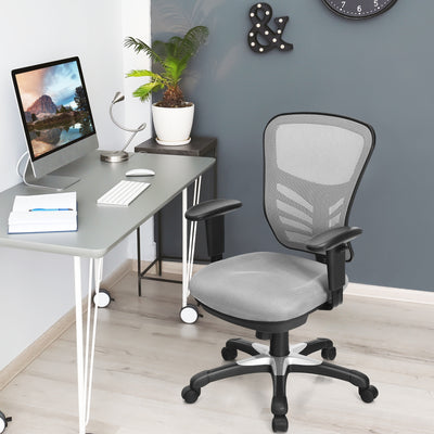 Ergonomic Mesh Office Chair with Adjustable Back Height and Armrests-GrayÂ 