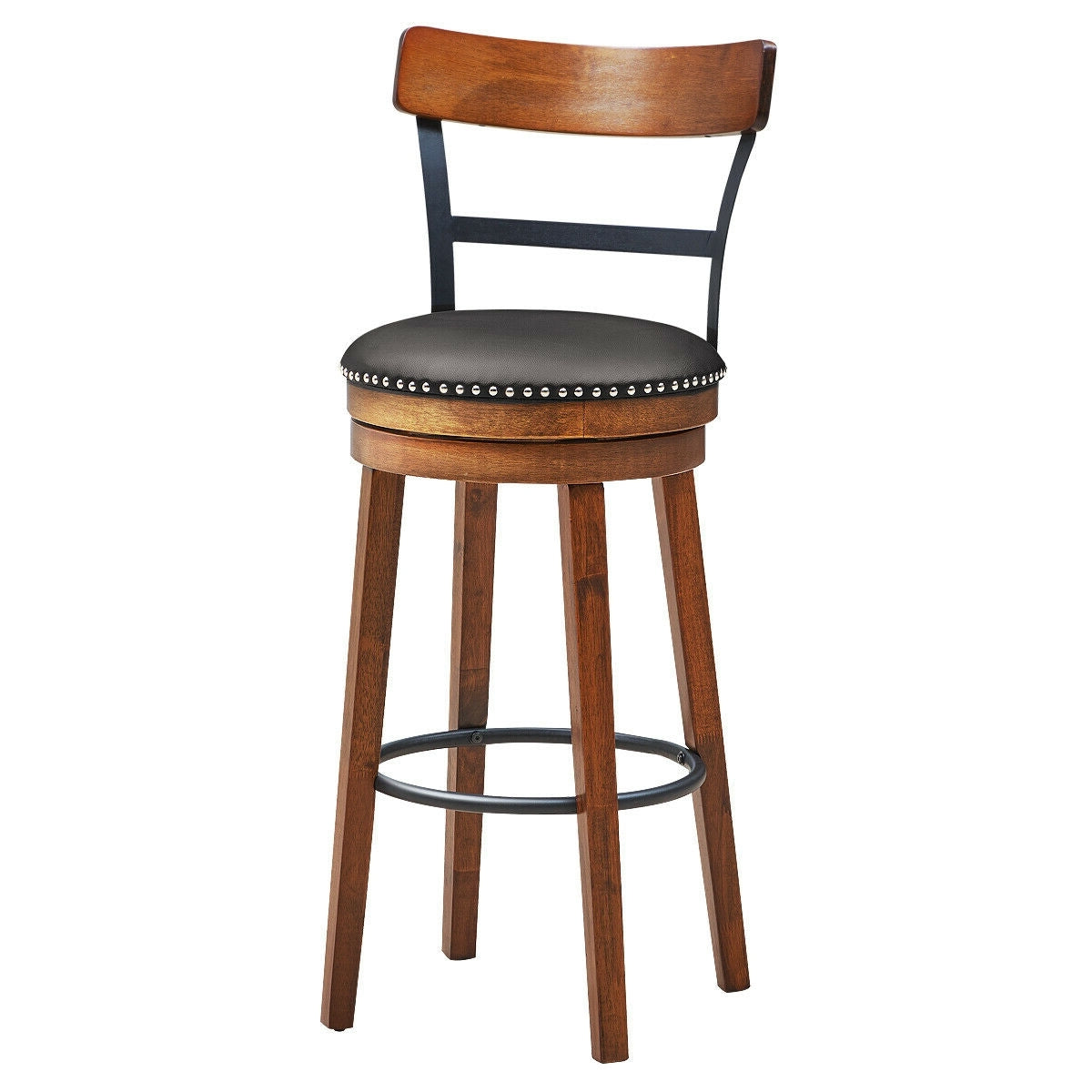 30.5 Inch 360-Degree Swivel Stools with Leather Padded Seat