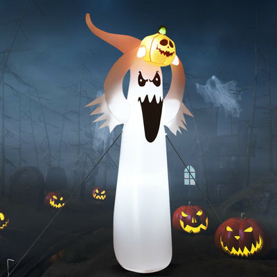 6 Feet Halloween Inflatable Blow Up Ghost with Pumpkin and LED LightsÂ 