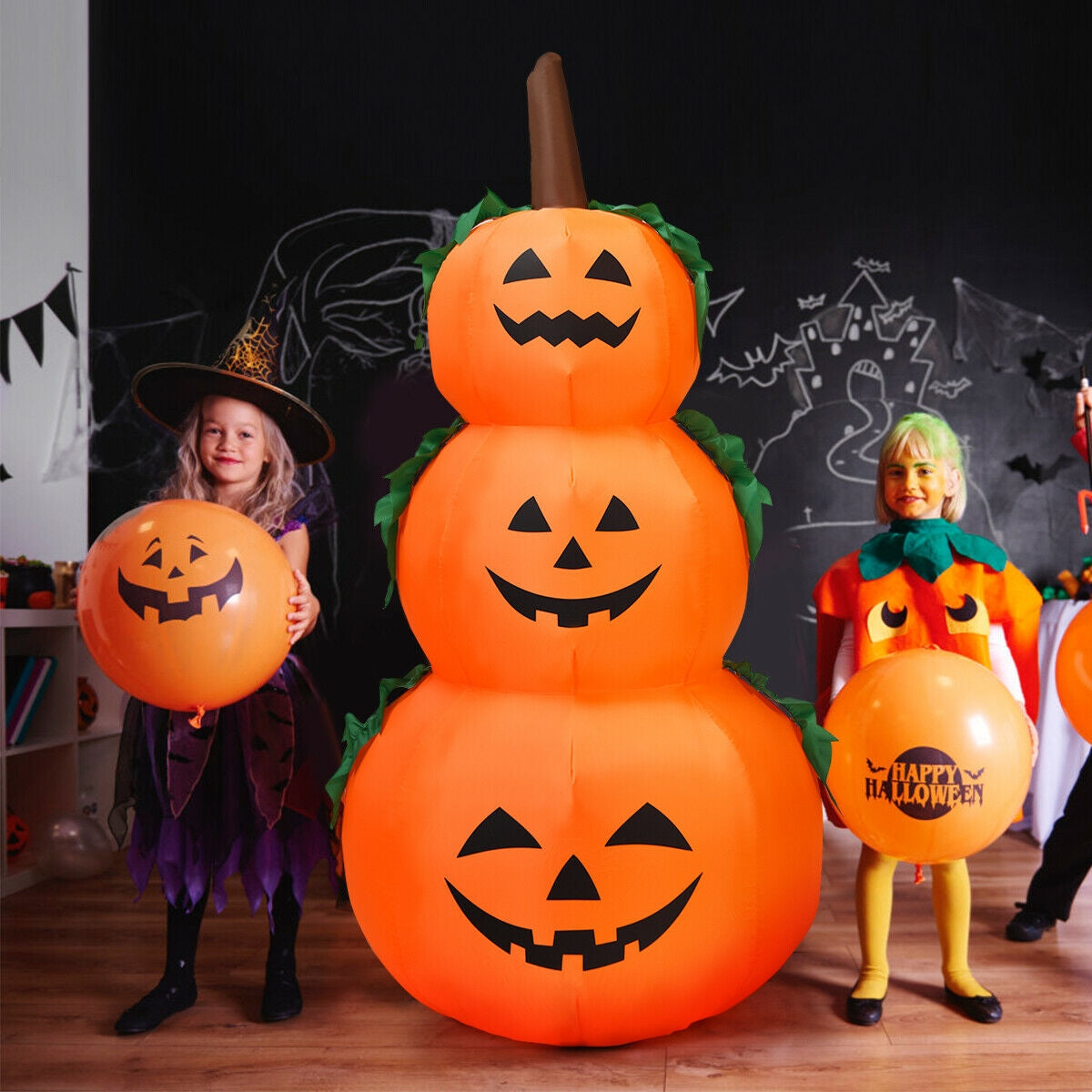 6 Feet Halloween Inflatable Stacked Pumpkins 