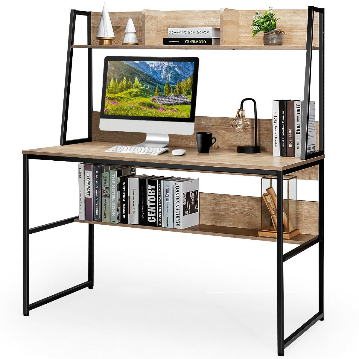 47-Inch Computer Desk Writing Study Table Workstation-NaturalÂ 