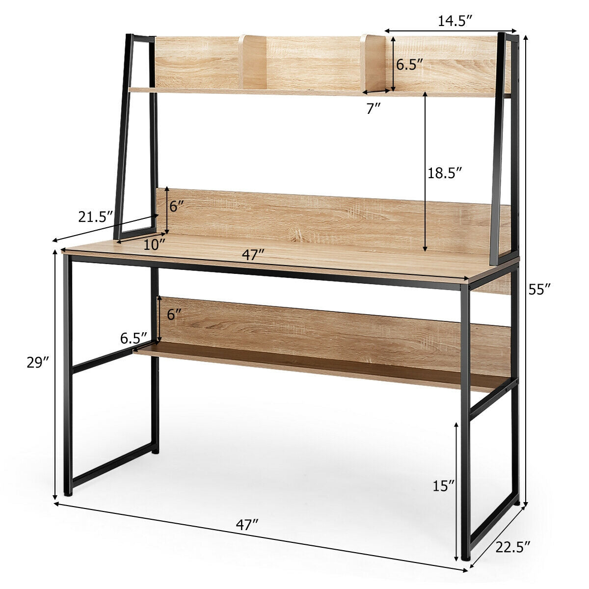 47-Inch Computer Desk Writing Study Table Workstation-NaturalÂ 