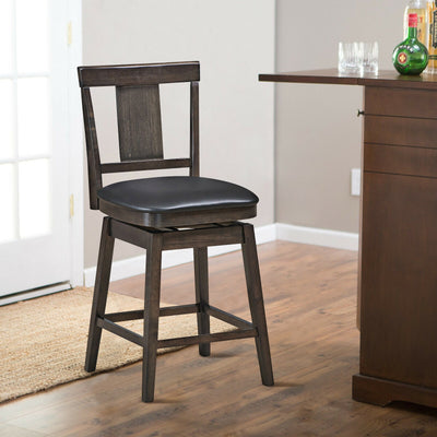24 inch Swivel Upholstered Counter Height Bar Chair with Rubber Wood LegsÂ 
