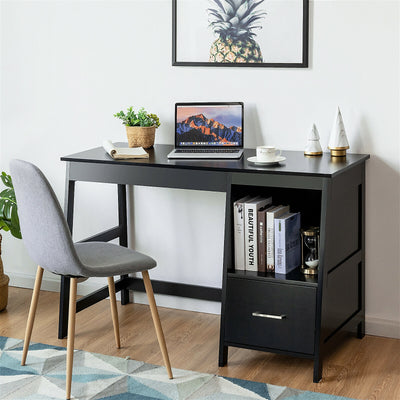 47.5 Inch Modern Home Computer Desk with 2 Storage Drawers-BlackÂ 
