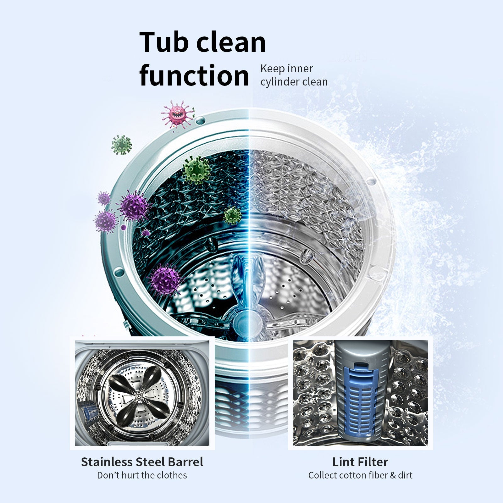 7.7 lbs Compact Full Automatic Washing Machine with Heating Function Pump