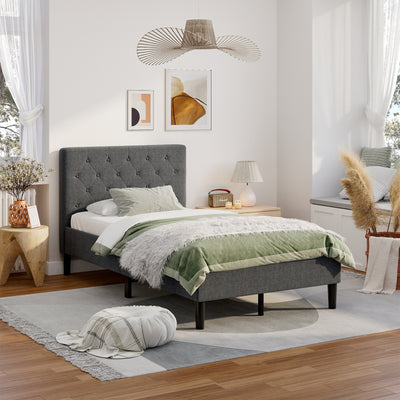 Upholstered Bed Base with Button Stitched HeadboardÂ 