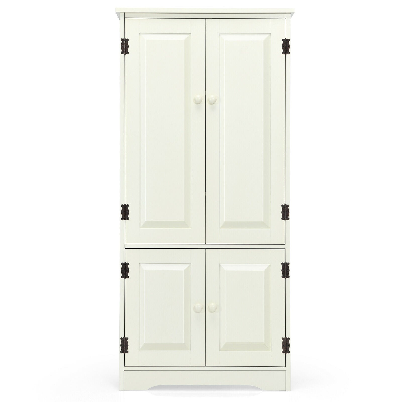 Accent Floor Storage Cabinet with Adjustable Shelves Antique 2-Door-Cream White