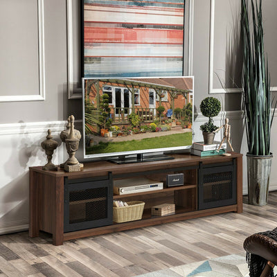 TV Stand Entertainment Center for TV's up to 65 Inch with Cable Management and Adjustable Shelf-BrownÂ 
