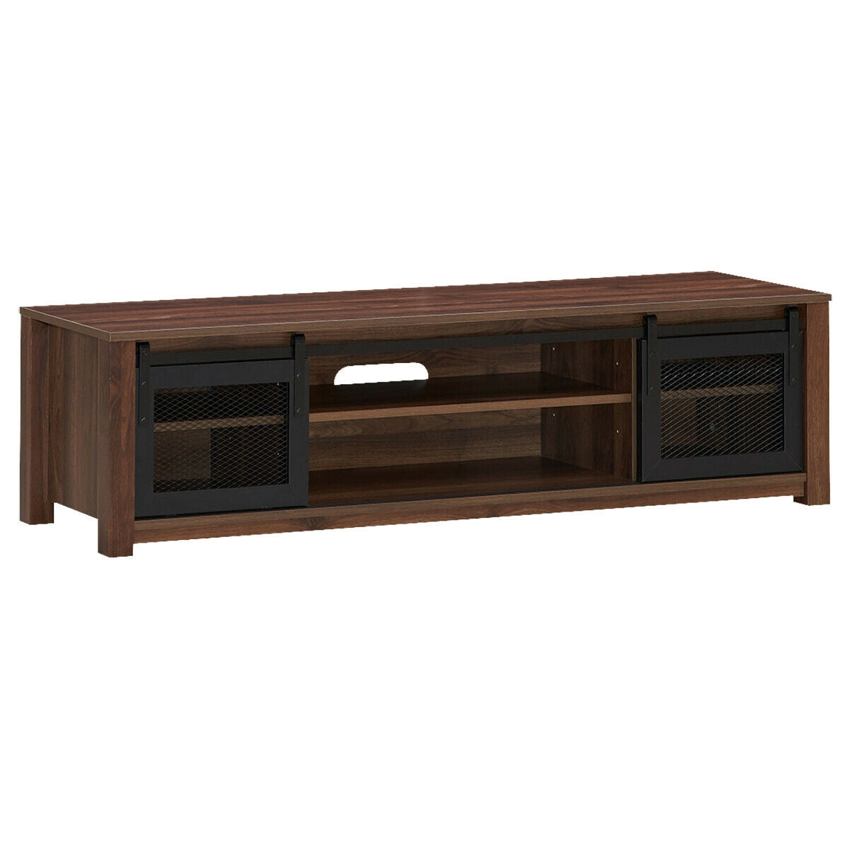 TV Stand Entertainment Center for TV's up to 65 Inch with Cable Management and Adjustable Shelf-Brown