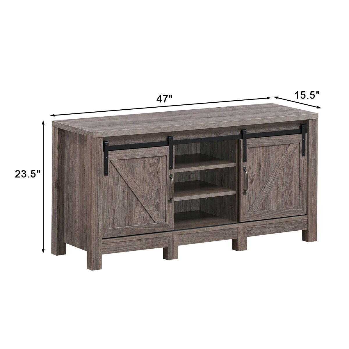 55 Inch TV Sliding Barn Door Entertainment Center with Adjustable Shelves