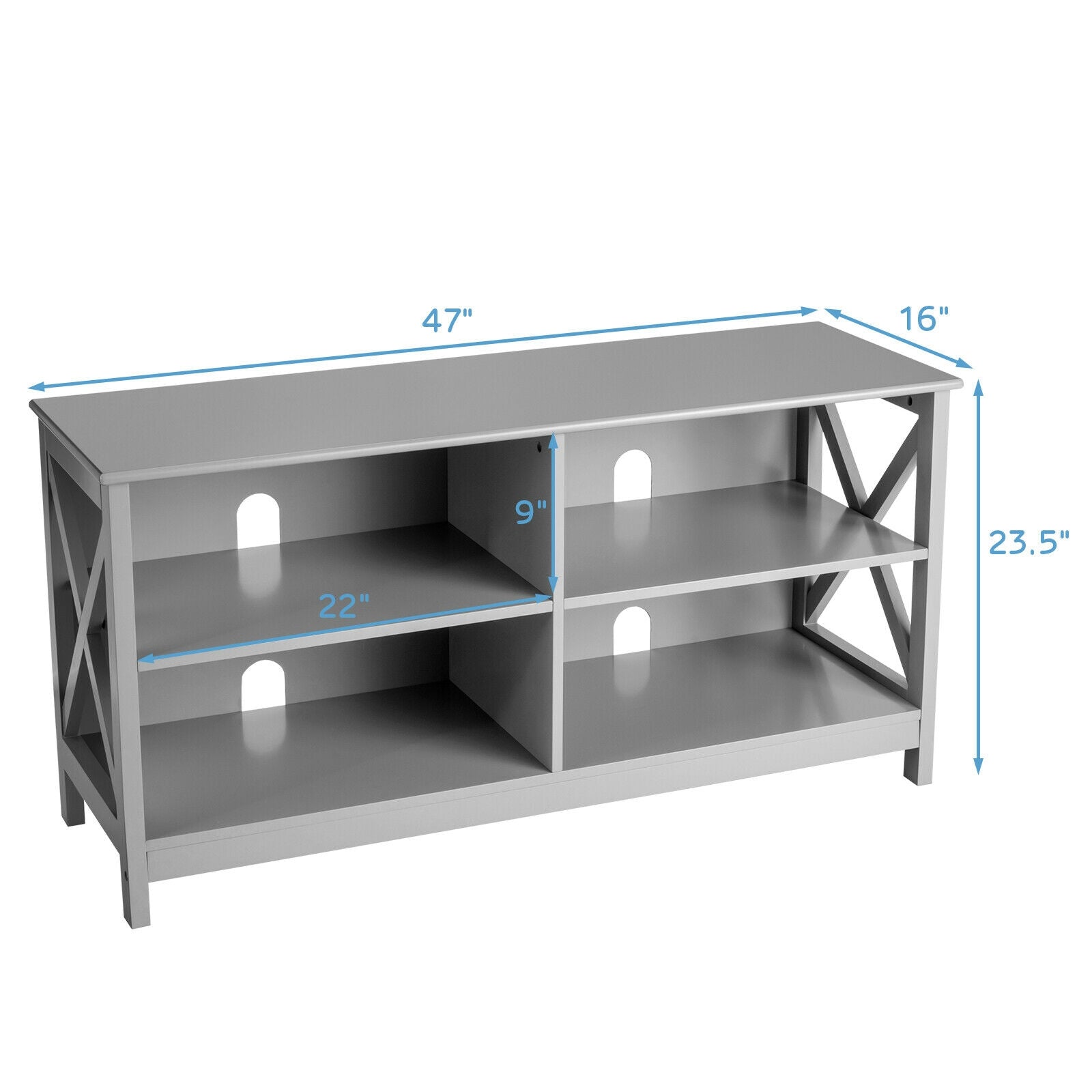 Wooden TV Stand Entertainment Media Center-Gray