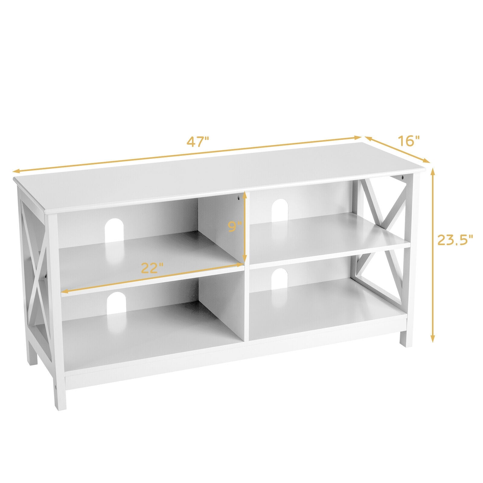 Wooden TV Stand Entertainment Media Center-WhiteÂ 