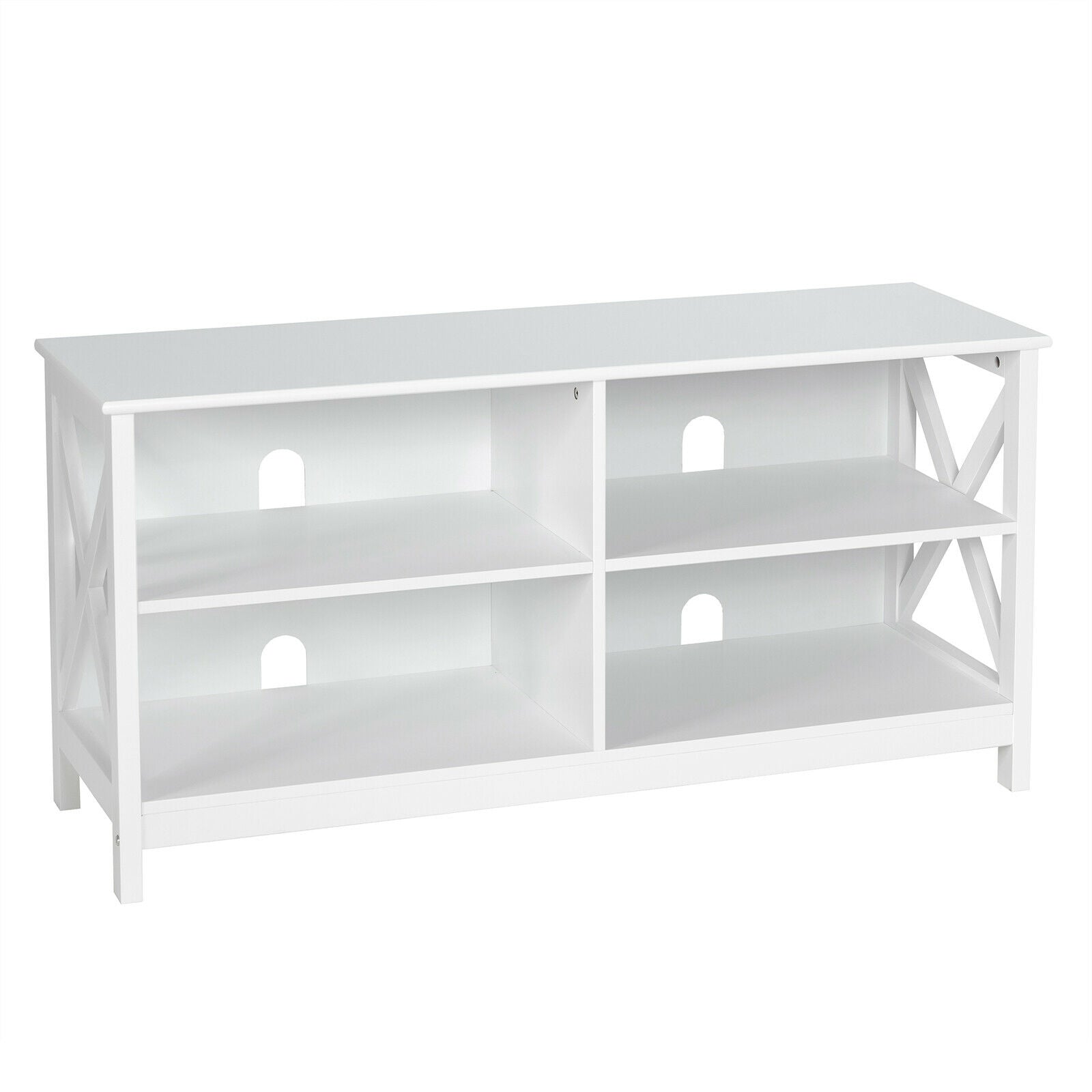 Wooden TV Stand Entertainment Media Center-White