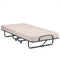 Rollaway Guest Bed with Sturdy Steel Frame and Memory Foam Mattress Made in Italy-Beige