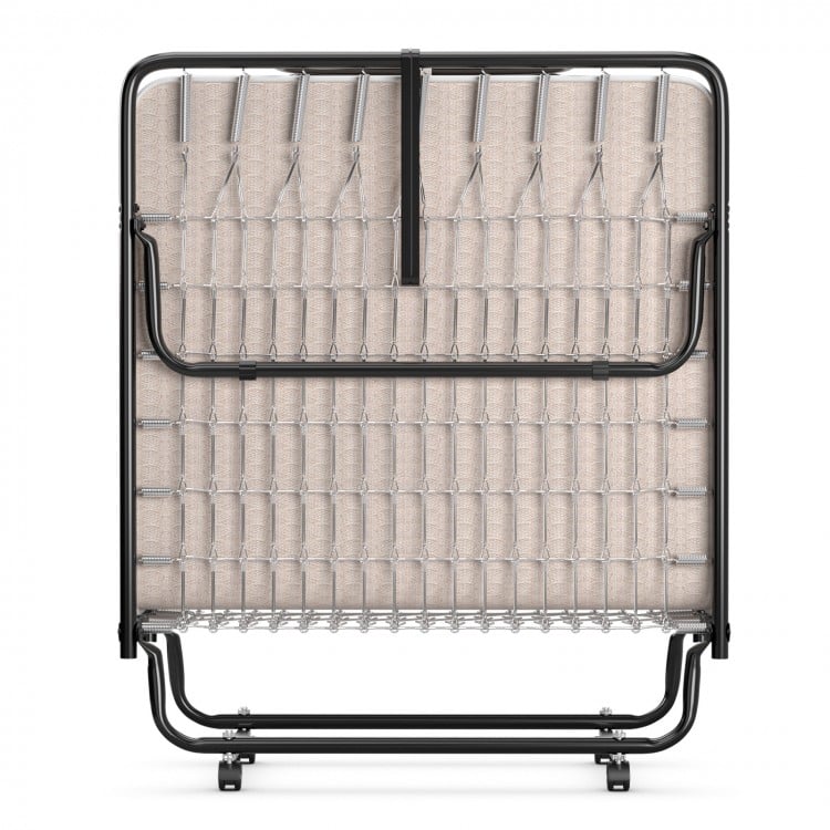 Rollaway Guest Bed with Sturdy Steel Frame and Memory Foam Mattress Made in Italy-Beige