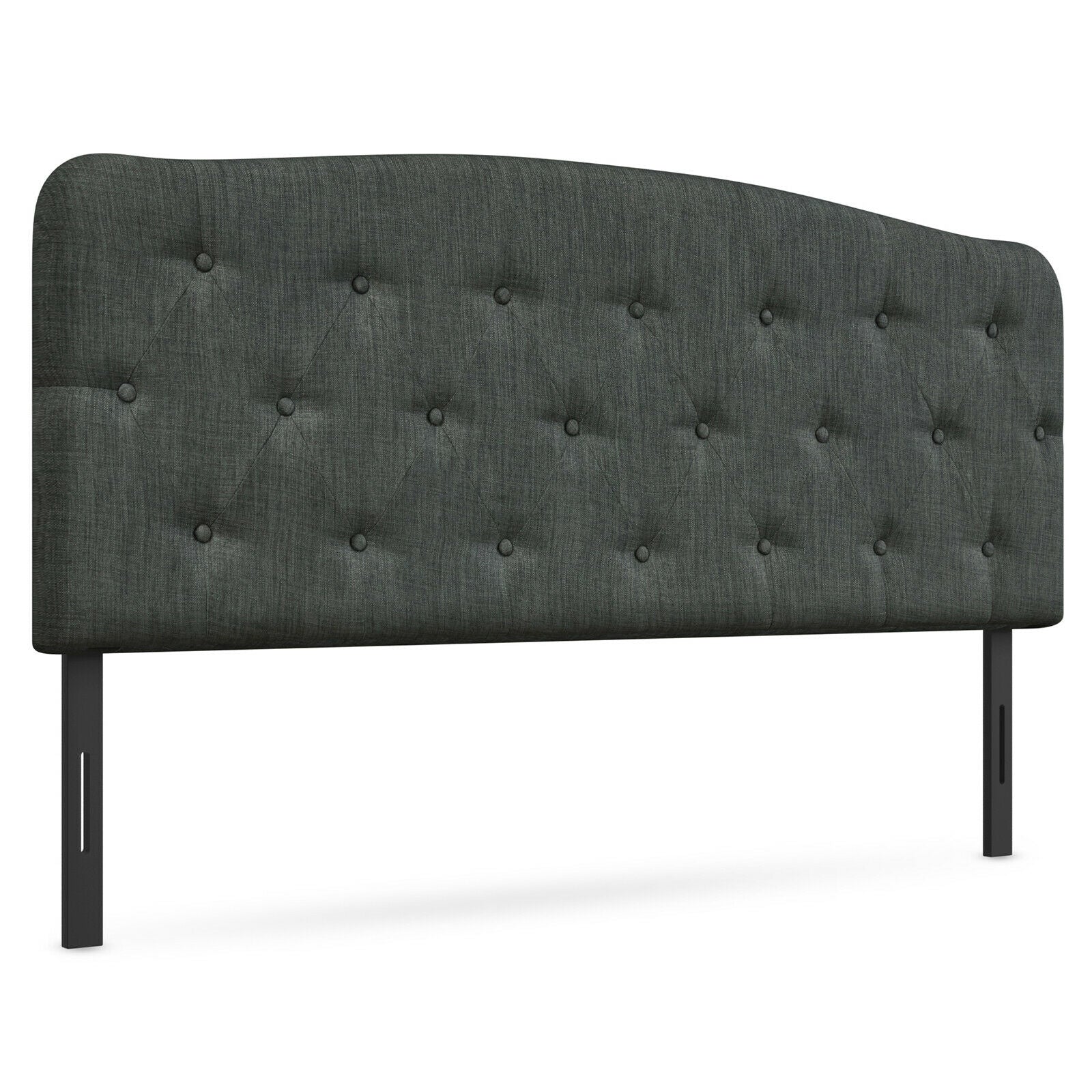 Faux Linen Headboard with Adjustable Heights-Dark Gray