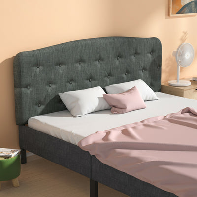 Faux Linen Headboard with Adjustable Heights-Dark GrayÂ 