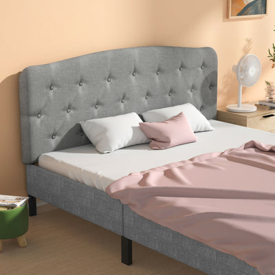 Faux Linen Headboard with Adjustable Heights-Light GrayÂ 