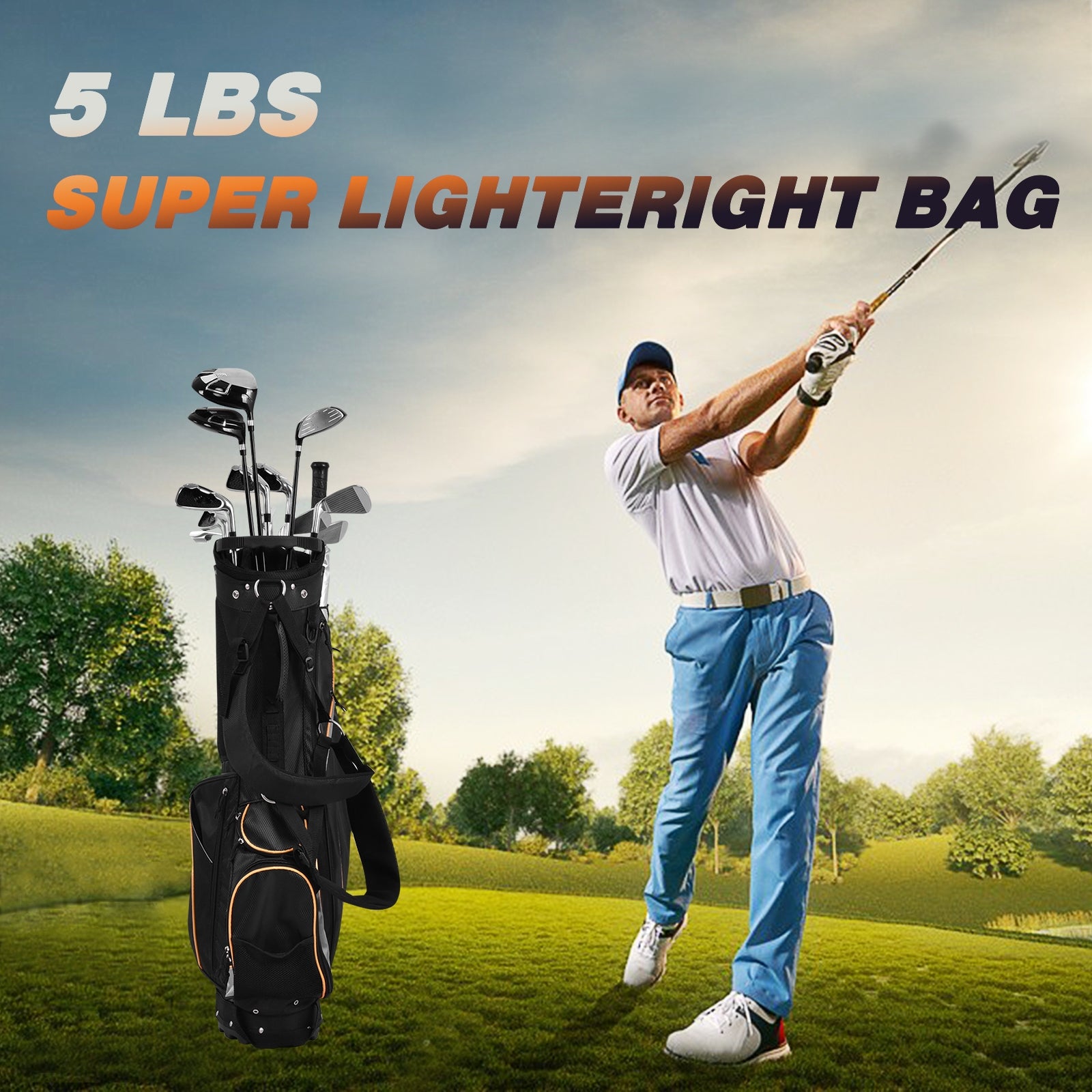 9 Inch Golf Stand Bag Divider Carry Pockets Storage