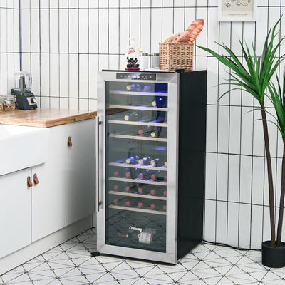 43 Bottle Wine Cooler Refrigerator Dual Zone Temperature Control with 8 Shelves-Black 