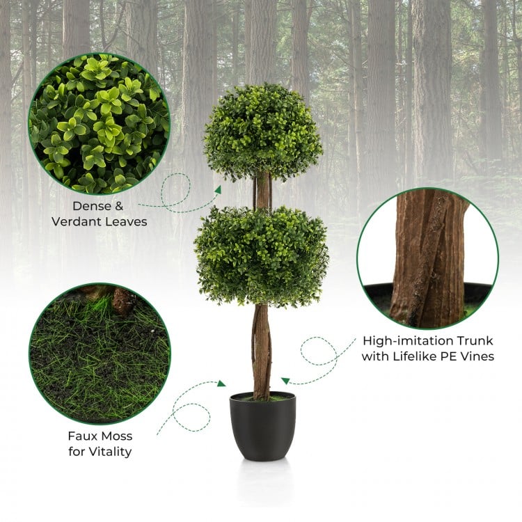 40 Inch Artificial Boxwood Topiary Ball Tree for Front Porch Patio Home-Green