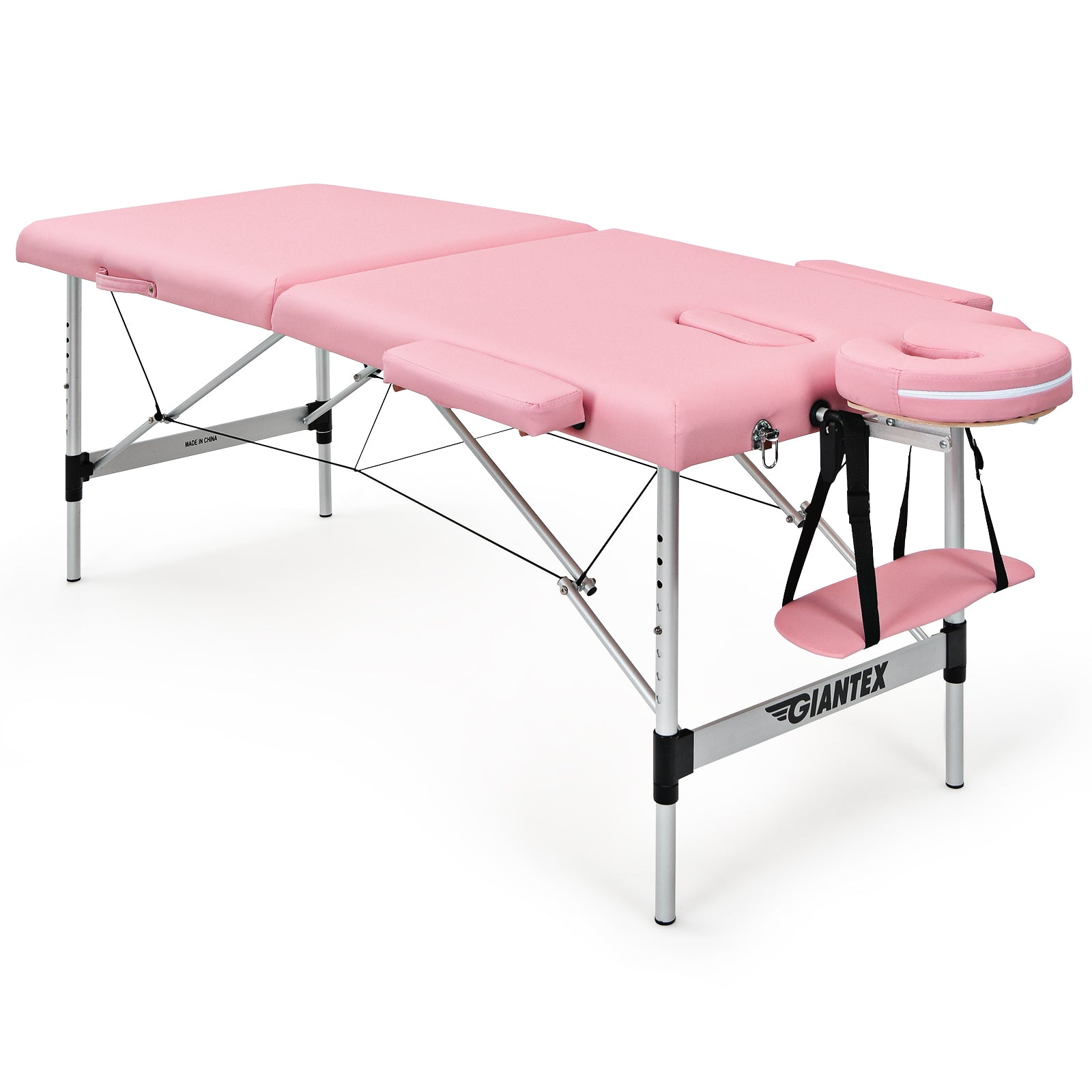 84 Inch L Portable Adjustable Massage Bed with Carry Case for Facial Salon Spa-Pink