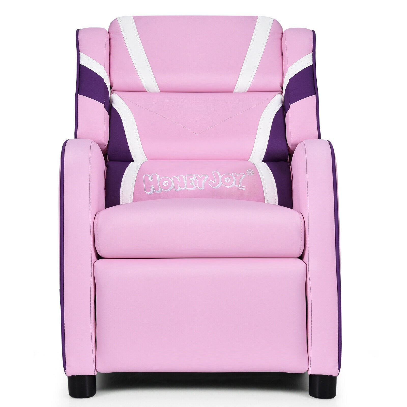 Kids Leather Recliner Chair with Side Pockets-Pink