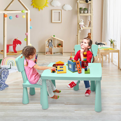 3 Pieces Toddler Multi Activity Play Dining Study Kids Table and Chair Set-GreenÂ 
