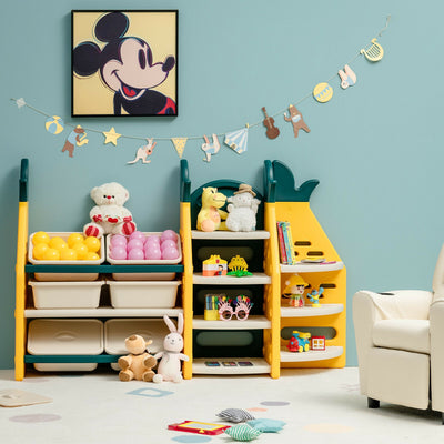 3-in-1 Kids Toy Storage Organizer with Bookshelf Corner RackÂ 