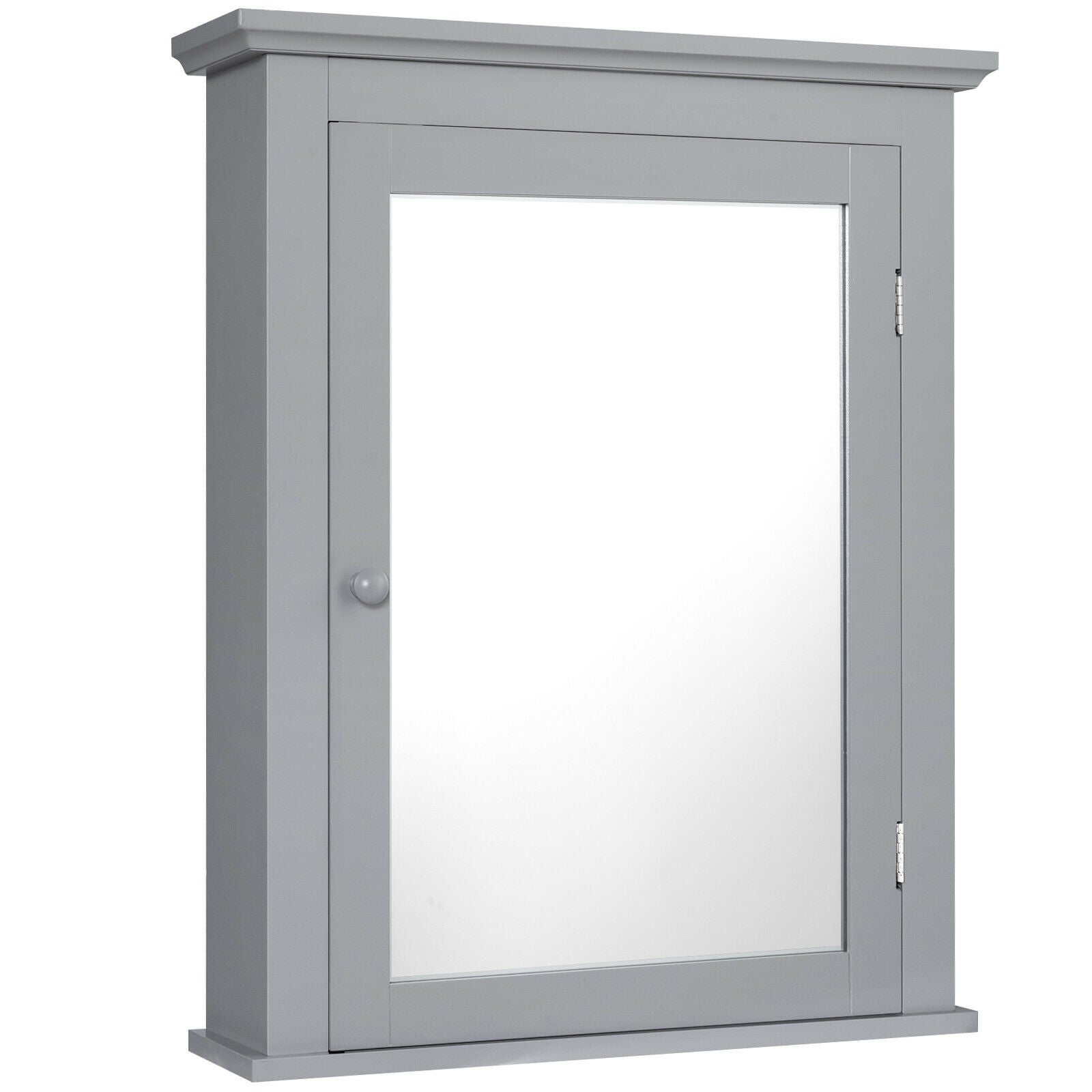 Bathroom Mirror Cabinet Wall Mounted Adjustable Shelf Medicine Storage-Gray