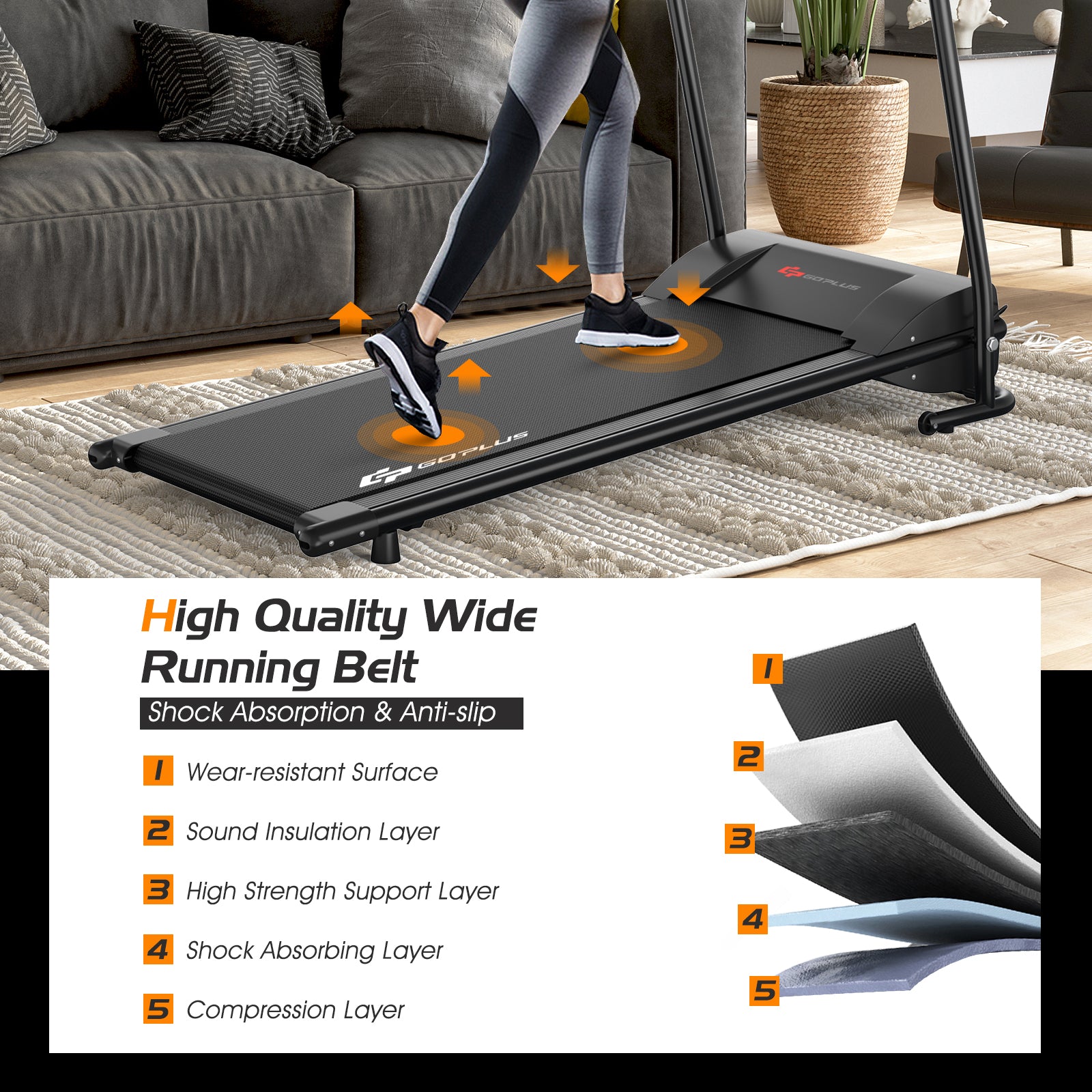 1 HP Electric Mobile Power Foldable Treadmill with Operation Display