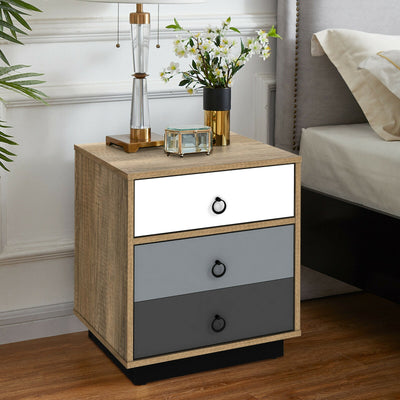 Nightstand with Drawer and Storage Cabinet Wooden Sofa Side Table End Table 