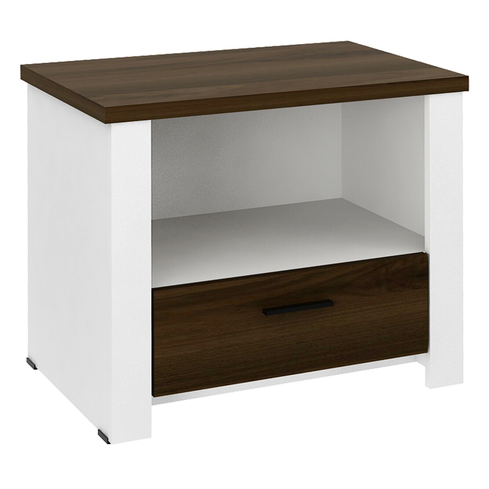 Accent Nightstand with Drawer and Open Shelf