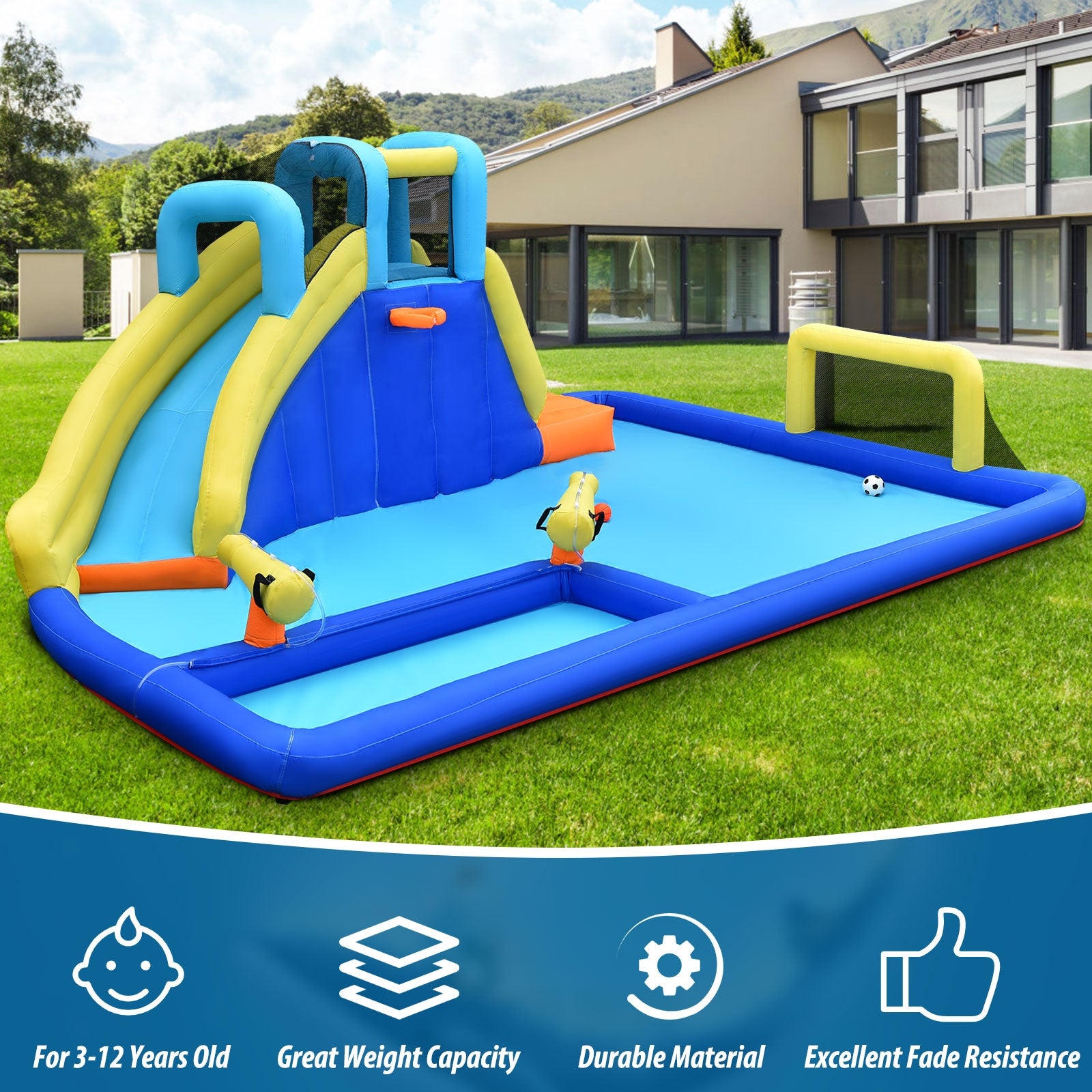 6-in-1 Inflatable Water Slide Jumping House without Blower