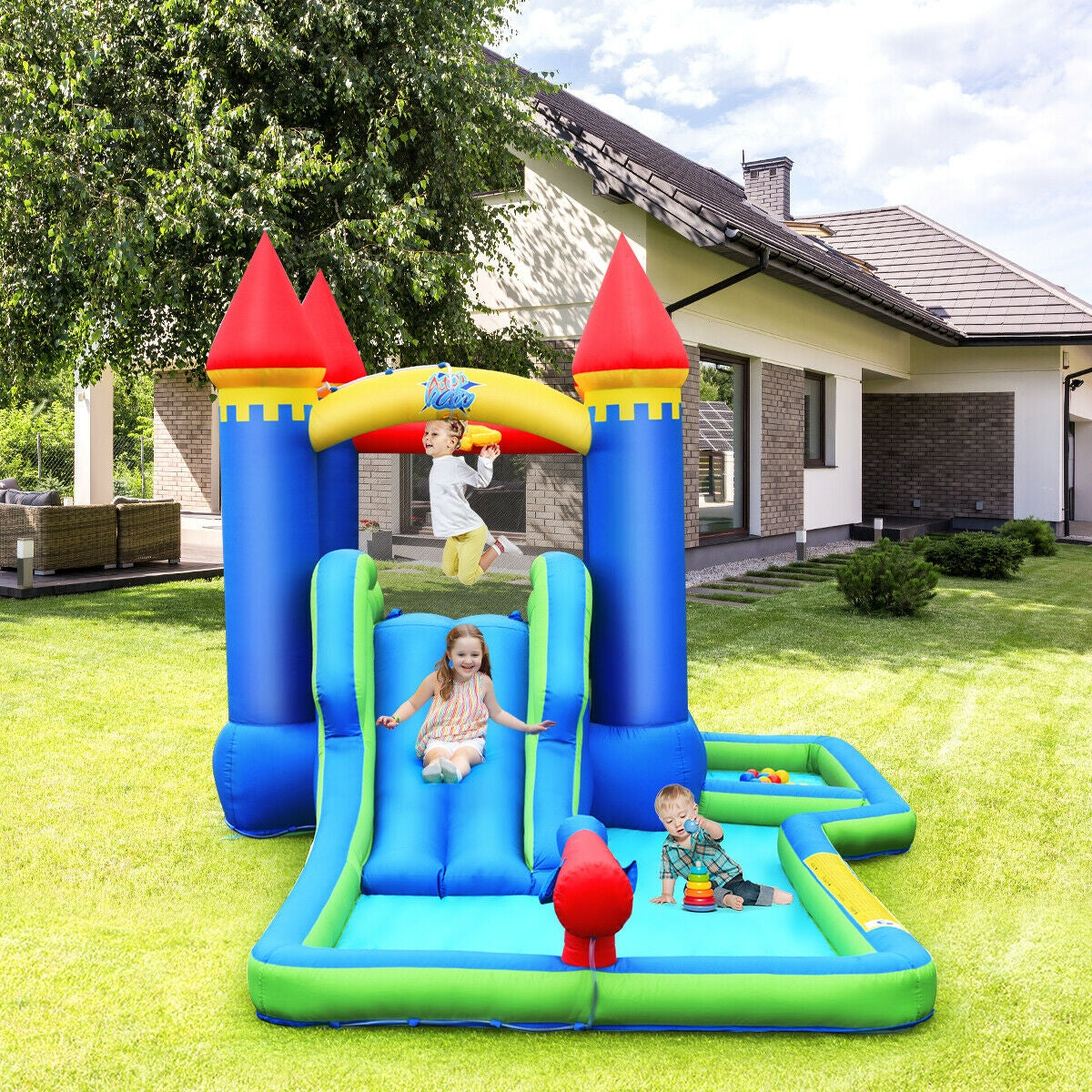 Kids Inflatable Bounce House Water Slide without Blower