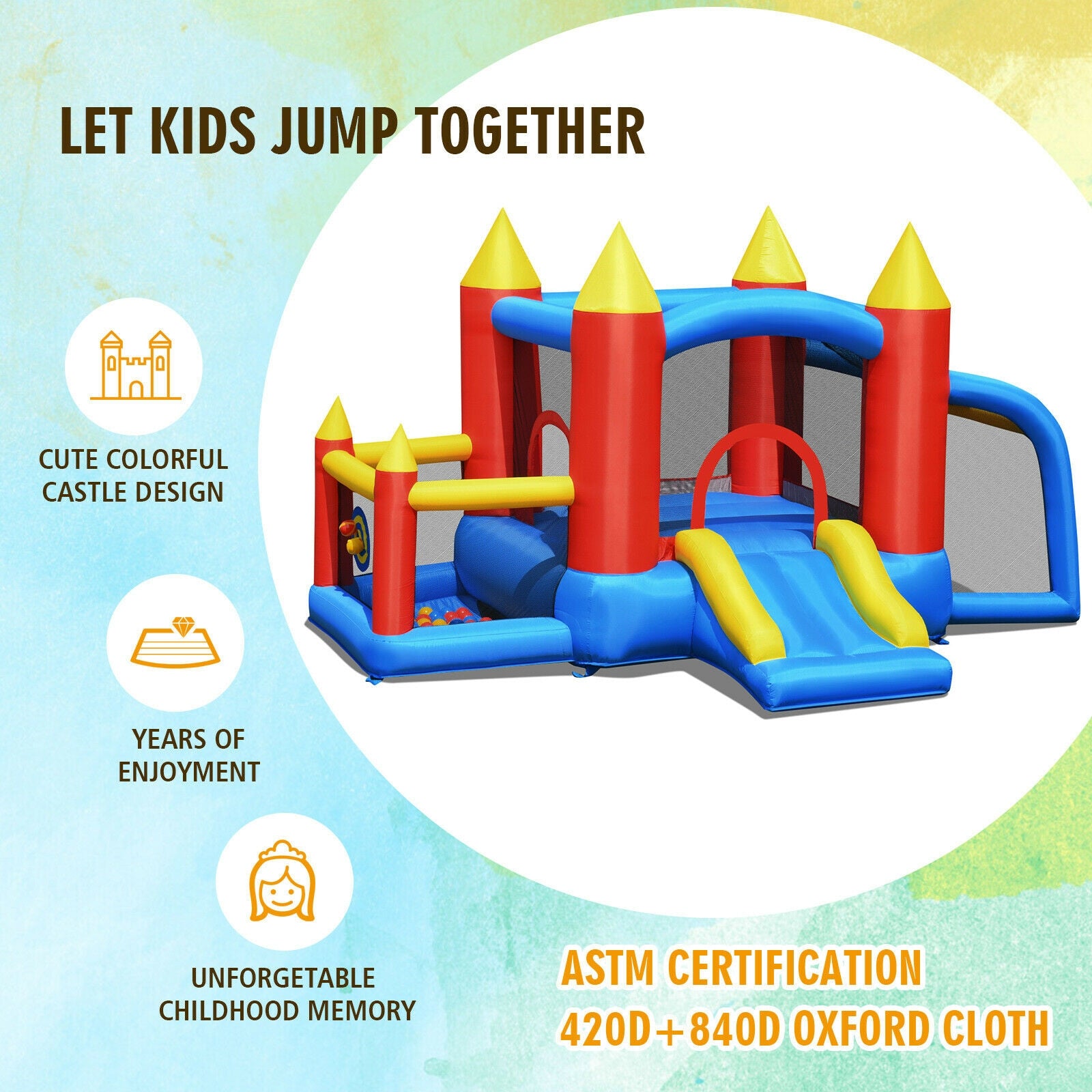 Kid Inflatable Slide Jumping Castle Bounce House with 740w Blower