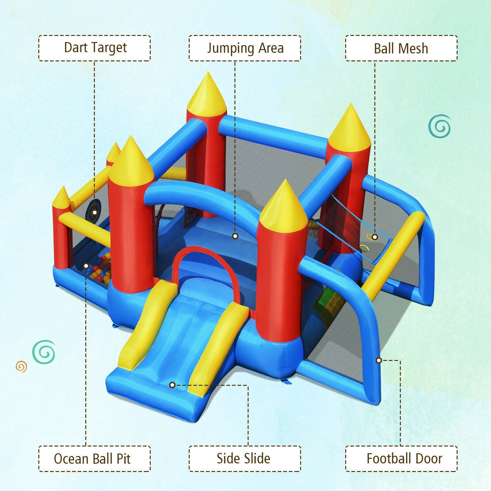 Kid Inflatable Slide Jumping Castle Bounce House with 740w Blower