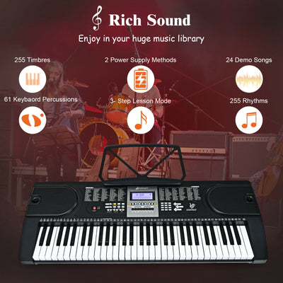 61-Key Electronic Keyboard Piano Starter Set with Stand Bench and HeadphonesÂ 