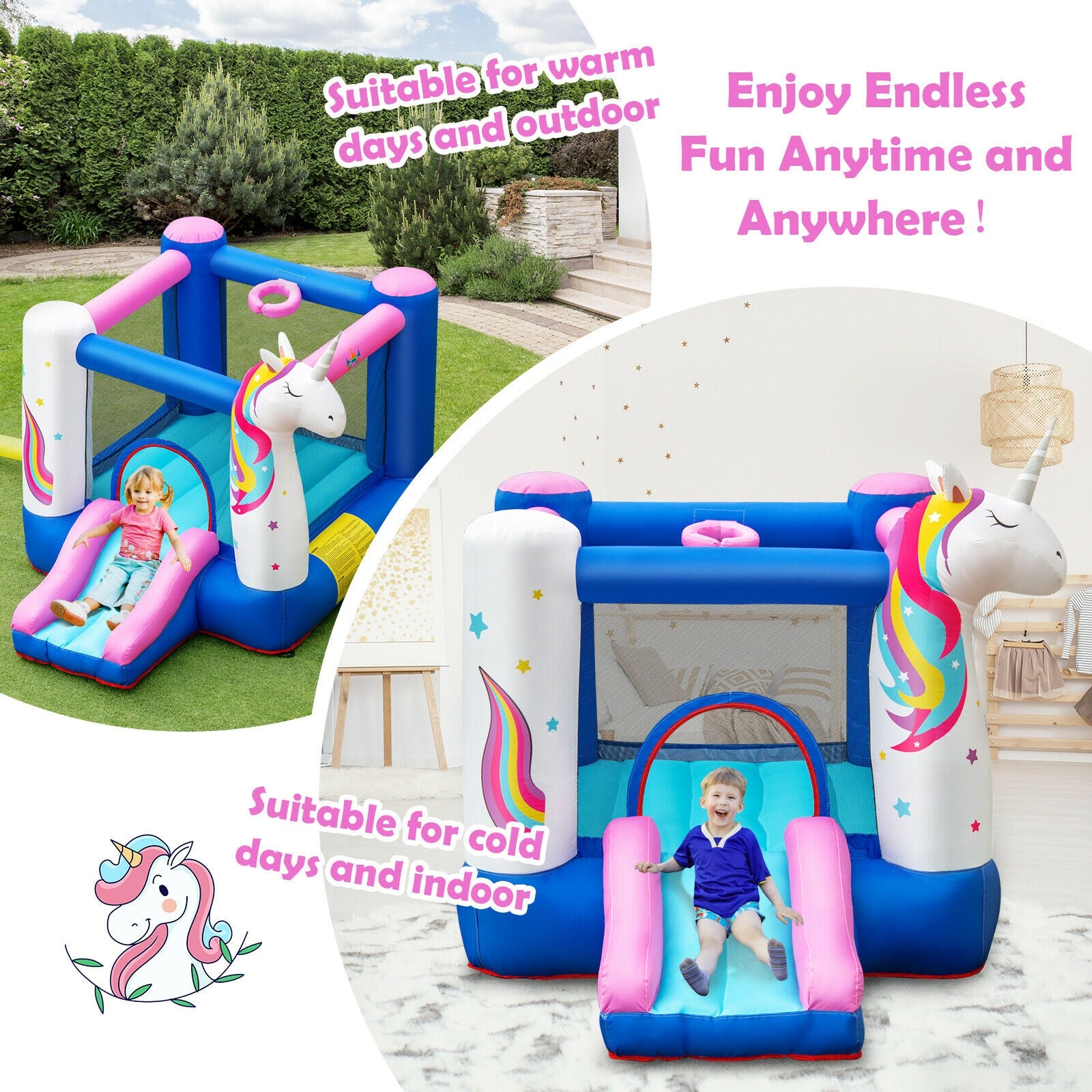 Kids Inflatable Bounce House with 380W Blower