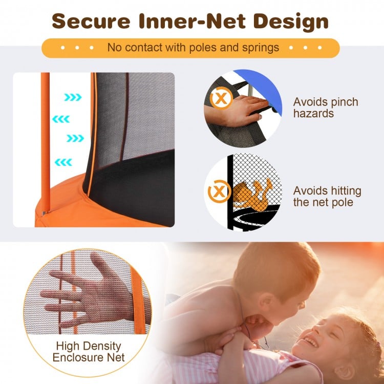 8 Feet Outdoor Unique Flower Shape Trampoline with Enclosure Net-Orange