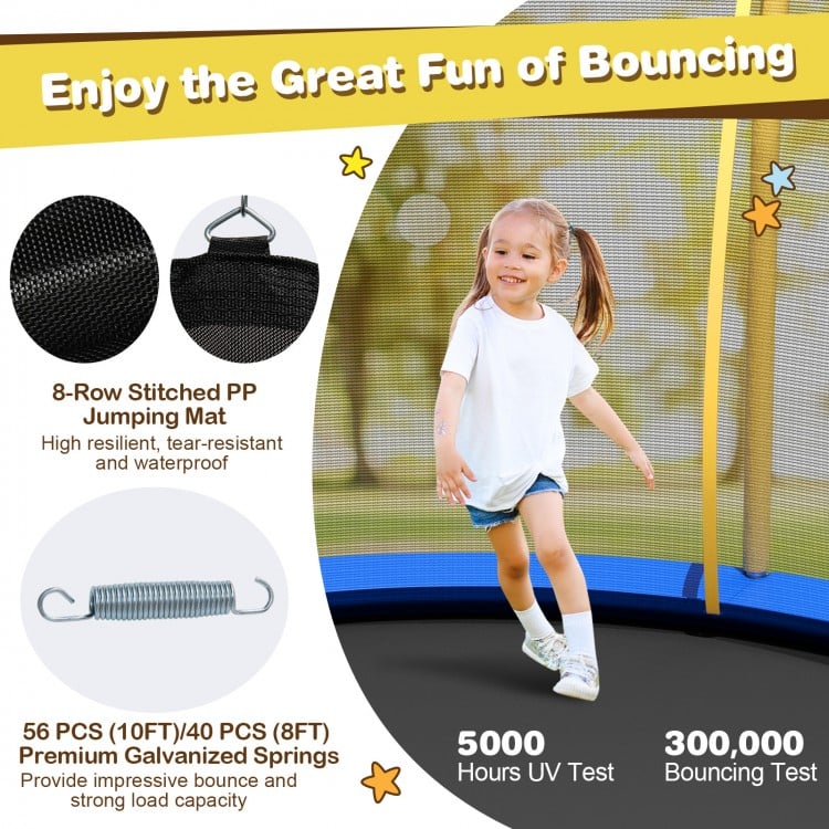 8 Feet Outdoor Unique Flower Shape Trampoline with Enclosure Net-Yellow