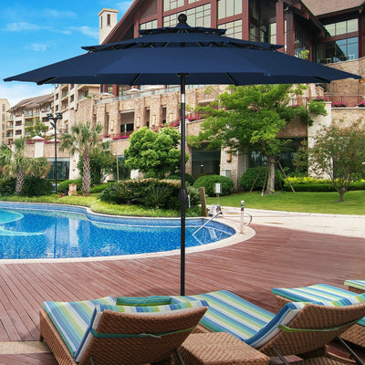 10ft 3 Tier Outdoor Patio Umbrella with Double Vented-NavyÂ 