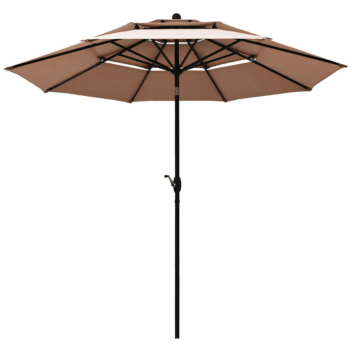 10ft 3 Tier Outdoor Patio Umbrella with Double Vented-Beige