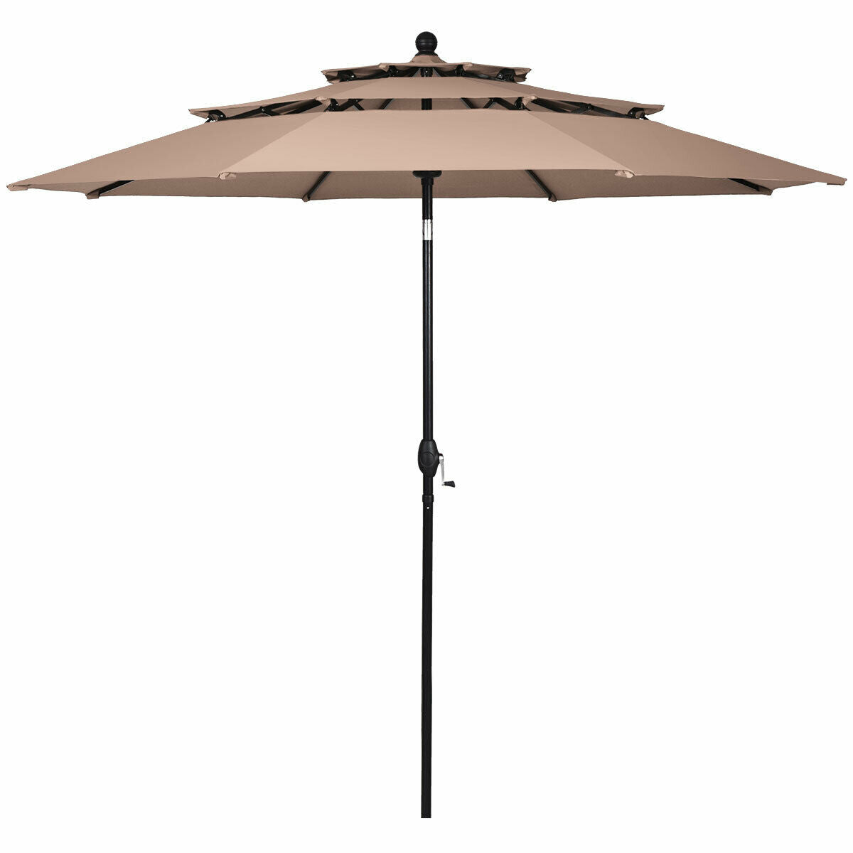 10ft 3 Tier Outdoor Patio Umbrella with Double Vented-Beige