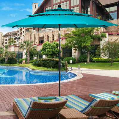 10ft 3 Tier Outdoor Patio Umbrella with Double Vented-TurquoiseÂ 