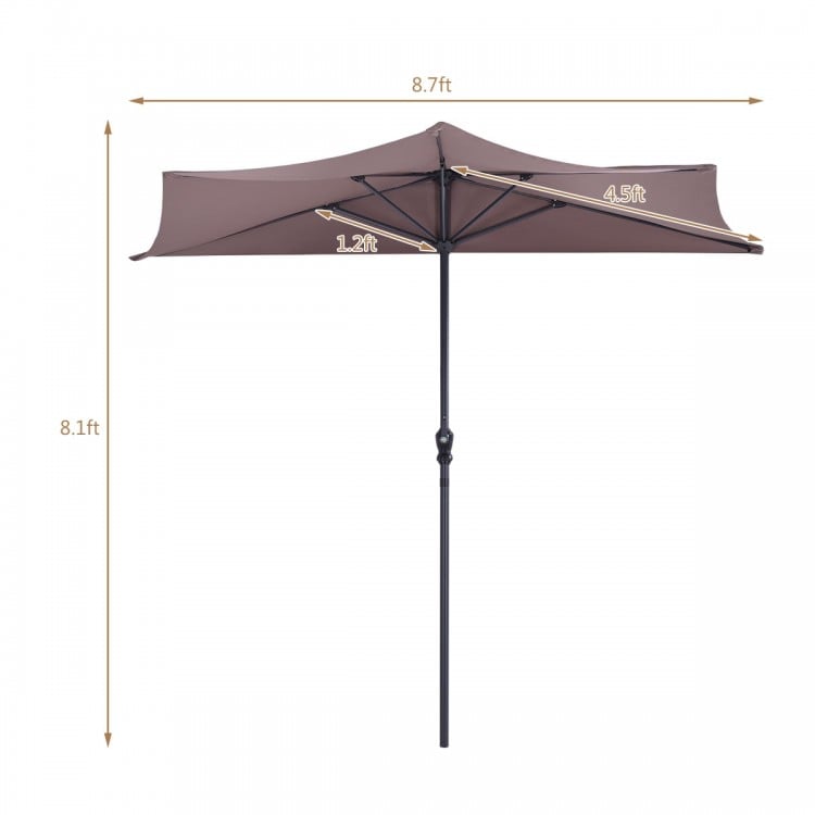 9 Feet Patio Bistro Half Round Umbrella without Weight Base