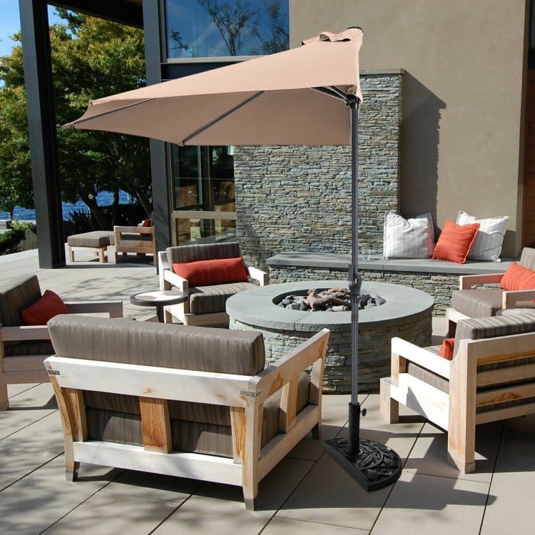 9 Feet Patio Bistro Half Round Umbrella without Weight Base