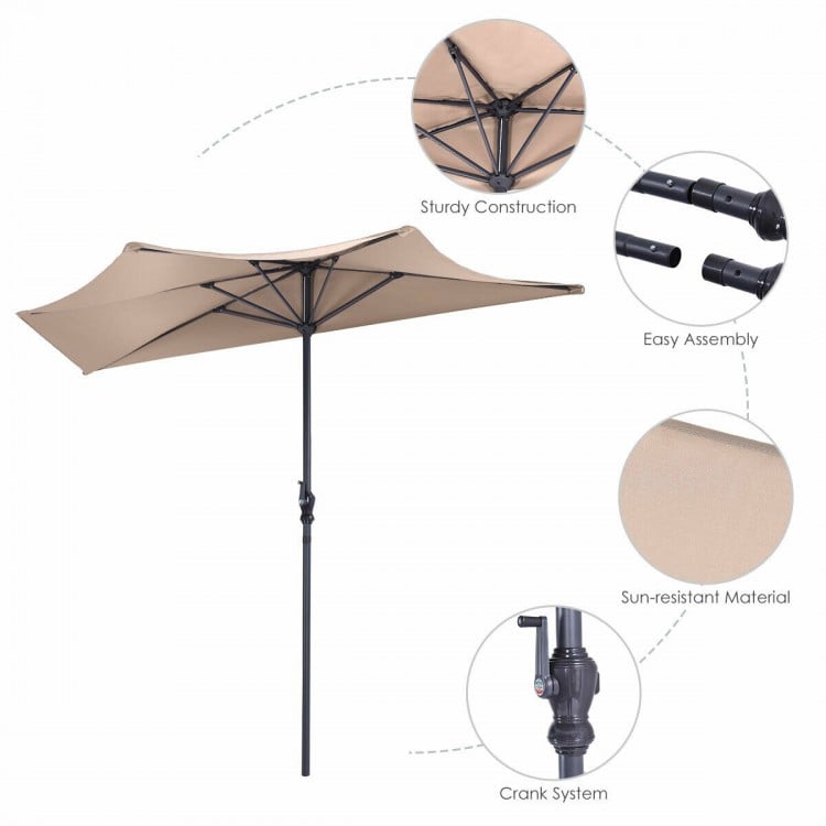 9 Feet Patio Bistro Half Round Umbrella without Weight Base